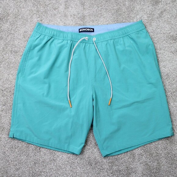 Bonobos Riviera Recycled Swim Trunks Mens XL Green Mesh Lined Stretch 9" inseam - Picture 1 of 11